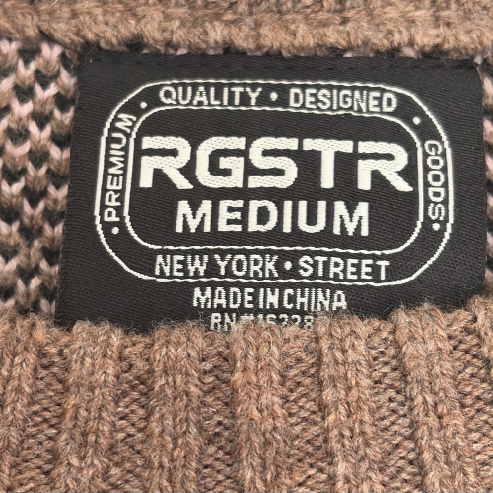 RGSTR Humanity Sweater Men's Medium Brown Cherry Blossom Japan Knit Pullover NWT - Picture 6 of 11